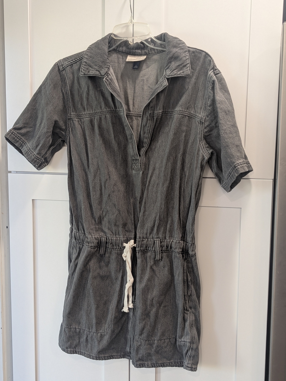 Universal Thread Washed Gray Short-Sleeve Utility Romper